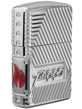 Bolts Design Armor High Polish Chrome Zippo Lighter
